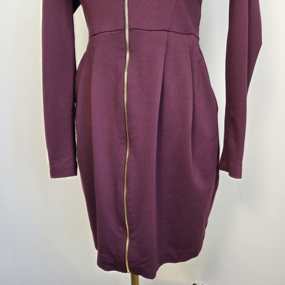 Dynamite Purple Sheath Dress Long Sleeve V-Neck - Picture 4 of 12